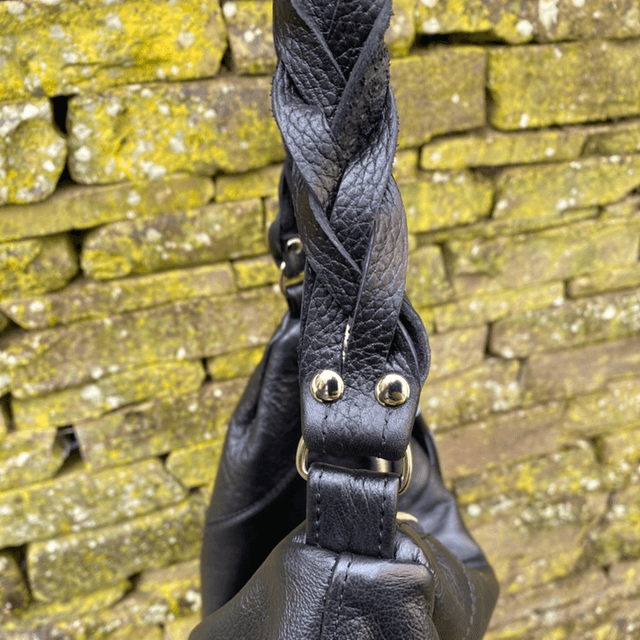 Large slouchy hobo bag ‘Odette’ in soft black leather 