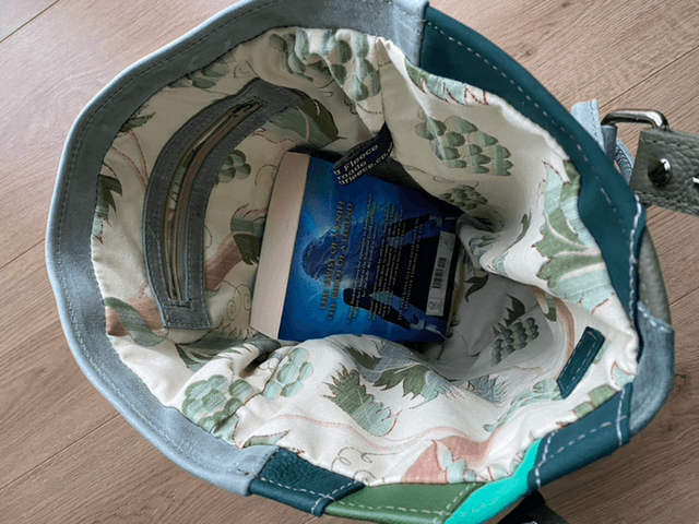 Green patchwork tote 