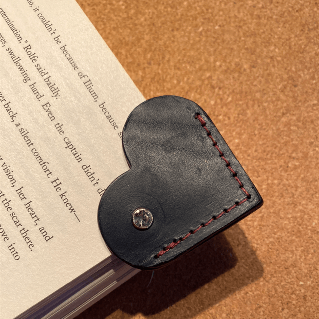 Heart bookmark, handmade leather 