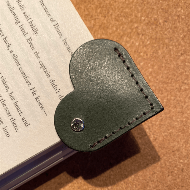 Heart bookmark, handmade leather 