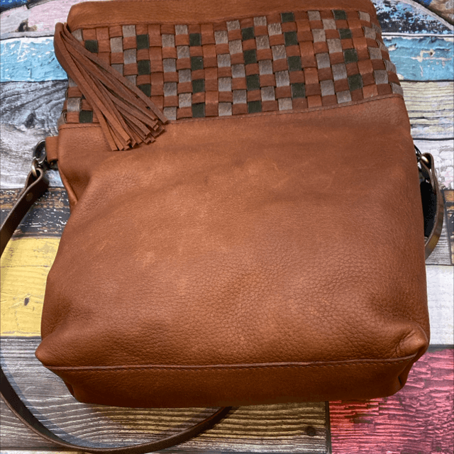 Woven leather ‘Florence’ cross body bag 