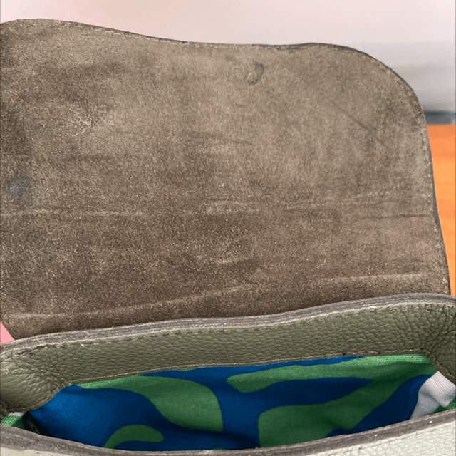Sage and chocolate leather mini satchel