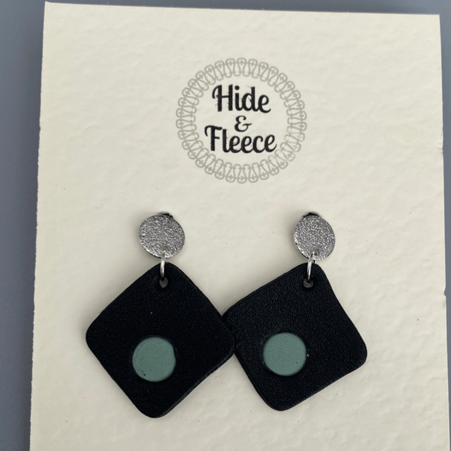 Black leather earrings 