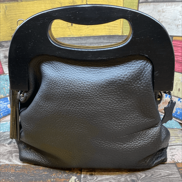 Midnight leather woven clutch 