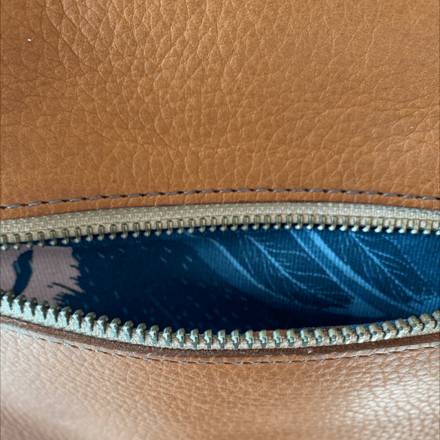Soft tan and chocolate woven panelled oversize bag