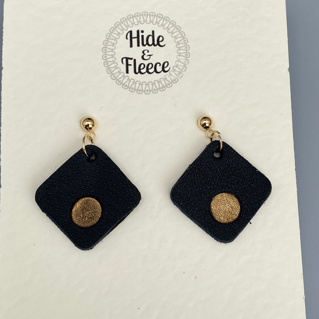 Black leather earrings 