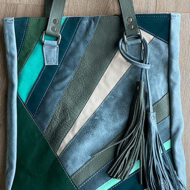 Green patchwork tote 