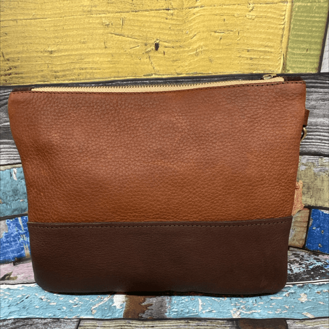Woven leather wristlet 
