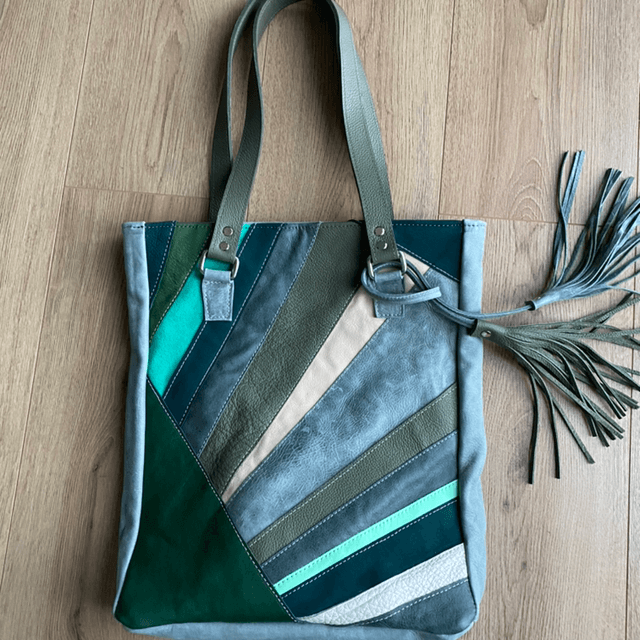 Green patchwork tote 